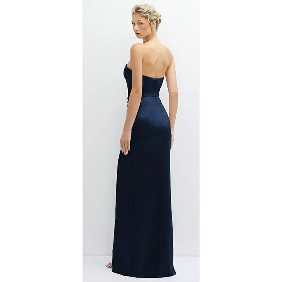 After Six NWT Midnight Blue Satin Corset Strapless Charmeuse Dress Maxi Formal 6 - Picture 2 of 9